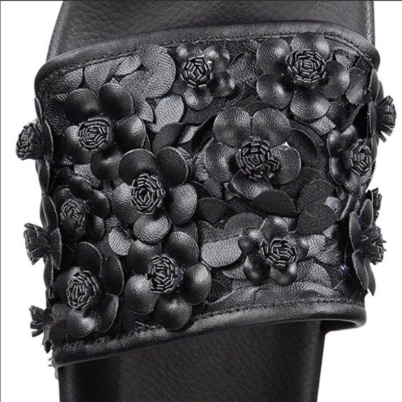 Black Leather Slides - Picture 3 of 4